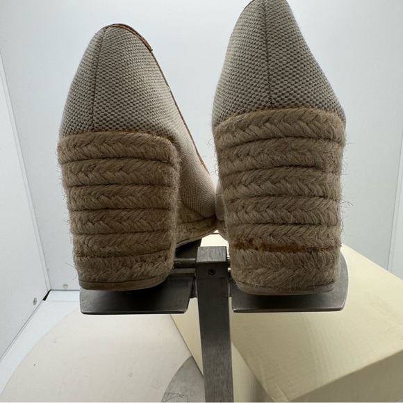 Coach Ireena Espadrilles Wedge Beige Canvas Monogram Bow Shoes Sz 8 - Picture 5 of 8